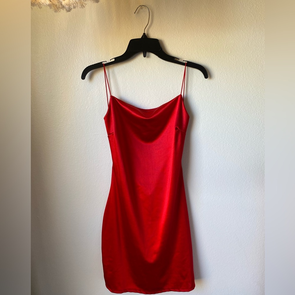 Red Spaghetti Strap Backless Dress